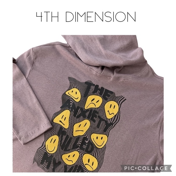 4th Dimension men emoji melting happy face anxiety sweatshirt hoddie XL NWT - Picture 1 of 10